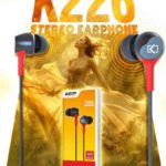K226 In-Ear Earphones – 3.5mm Jack, Black/White/Grey/Blue, Super Bass, 10mm Driver, Comfort Fit, Mic & Media Control
