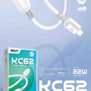KC 62 Lightning USB Cable 22W Fast Charging Cable Length 1000 MM