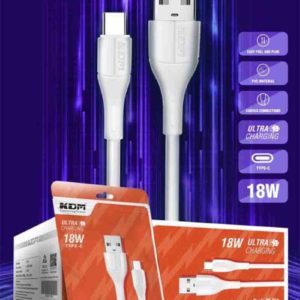 U30 USB Type-C 1000MM Cable – Fast Transmission, Curved Connector, White PVC
