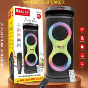 United Gold Party Box Series 60W Portable Wireless Speaker with Mic – USB Host, TF Card, FM Radio, AUX Input (Pack of 6)